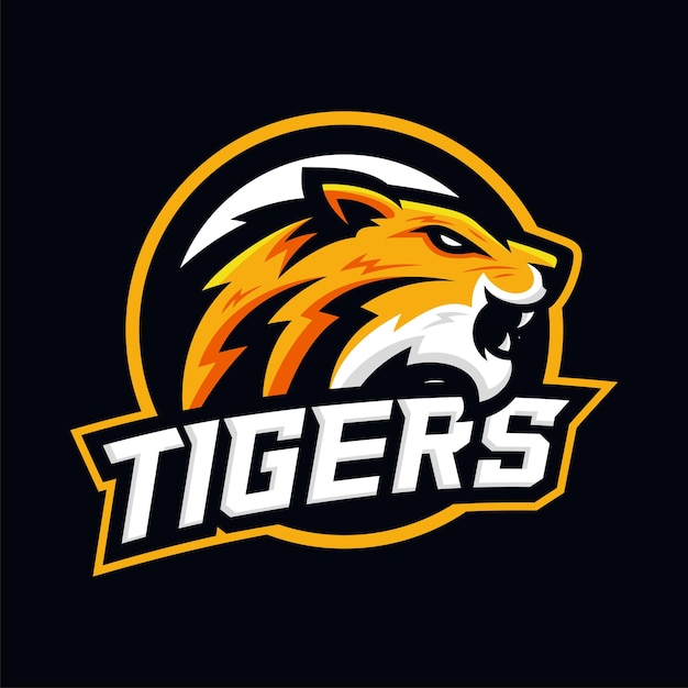 Tiger angry mascot logo esport design vector illustration