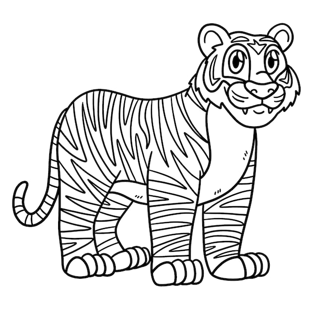 Tiger Animal Isolated Coloring Page for Kids