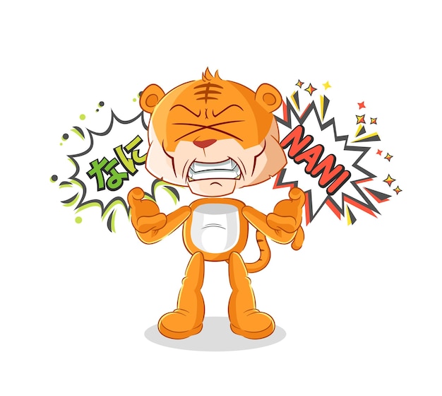 Tiger anime angry vector cartoon character