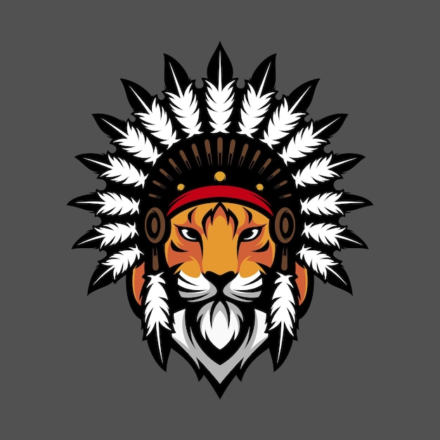 Tiger apache mascot design vector