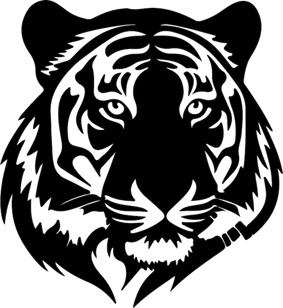 Tiger black silhouette with transparent background