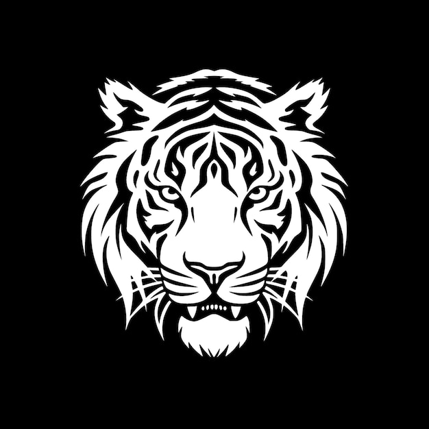 Tiger Black and White Isolated Icon Vector illustration