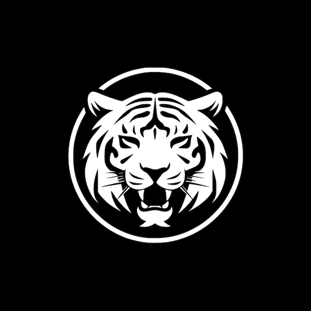 Tiger black and white isolated icon vector illustration