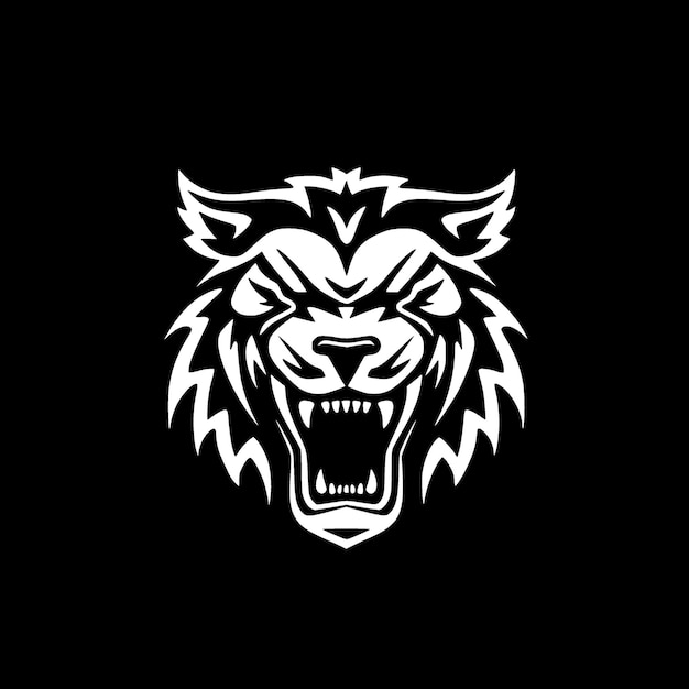 Tiger Black and White Isolated Icon Vector illustration