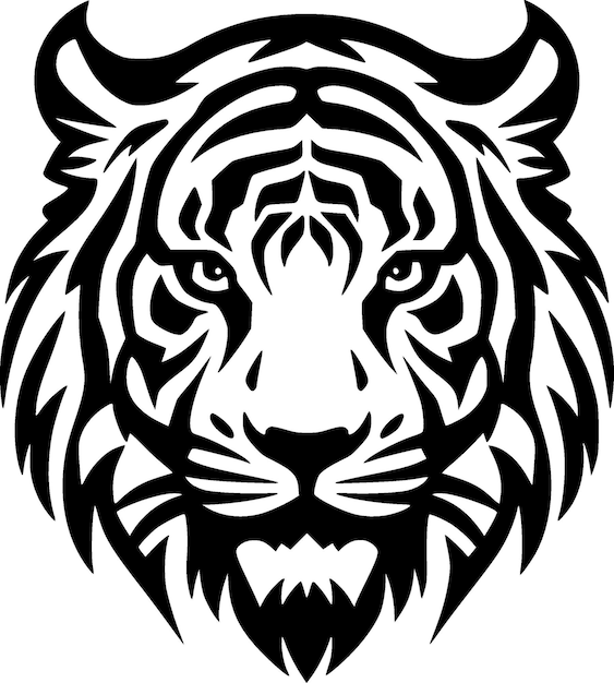 Tiger Black and White Isolated Icon Vector illustration