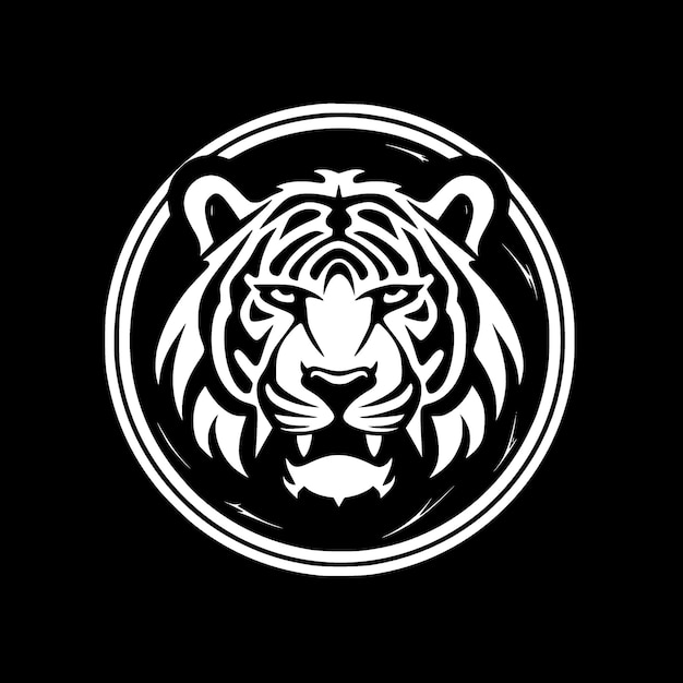 Tiger Black and White Isolated Icon Vector illustration