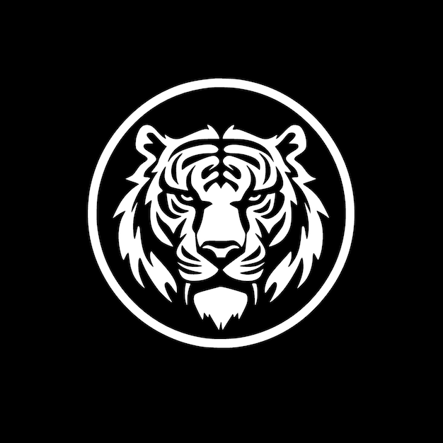 Tiger Black and White Isolated Icon Vector illustration