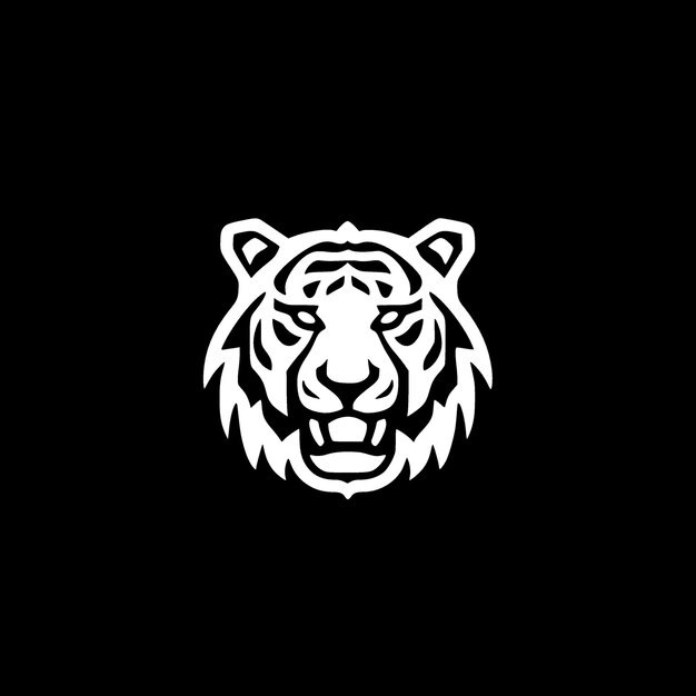 Tiger Black and White Isolated Icon Vector illustration