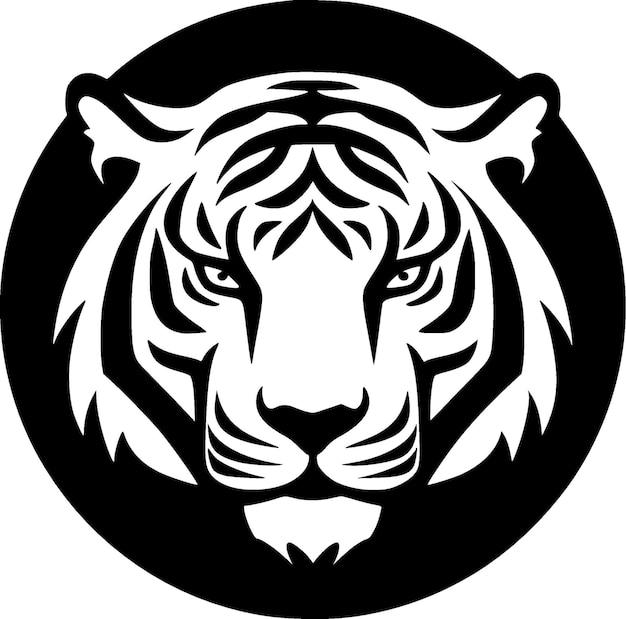 Illustrazione vettoriale di tiger in bianco e nero