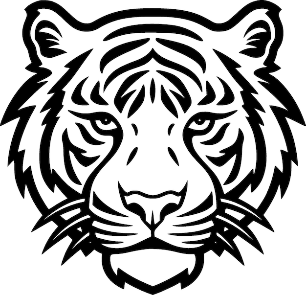 Illustrazione vettoriale di tiger in bianco e nero