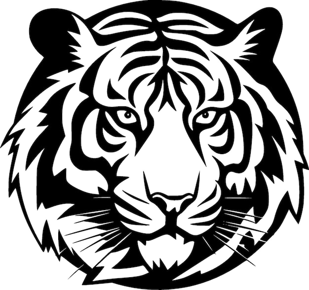 Tiger Black and White Vector illustration