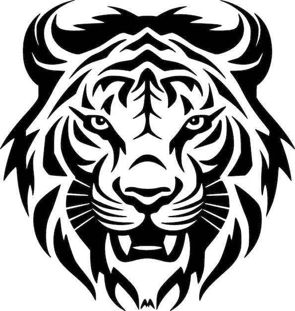 Tiger Black and White Vector illustration