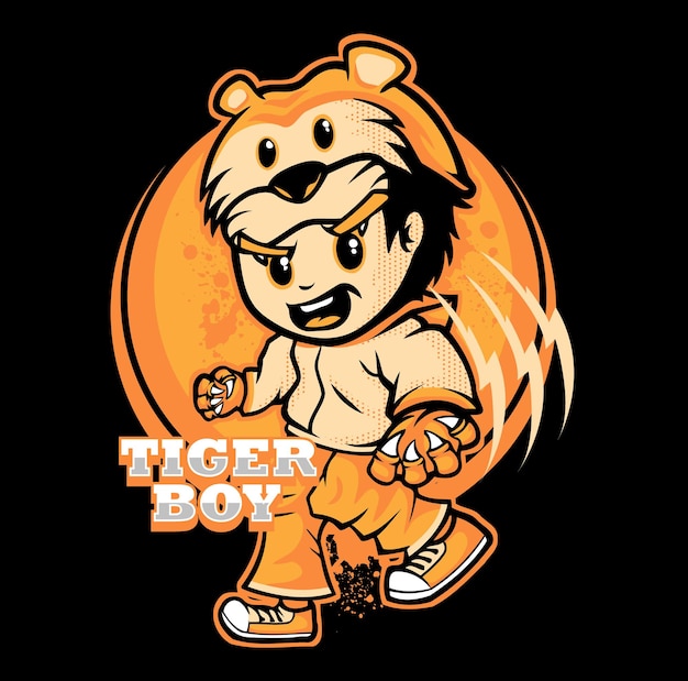 Tiger Boy Cartoon Character Vector