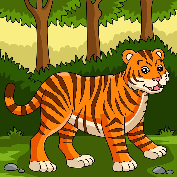 वेक्टर tiger cartoon colored animal illustration