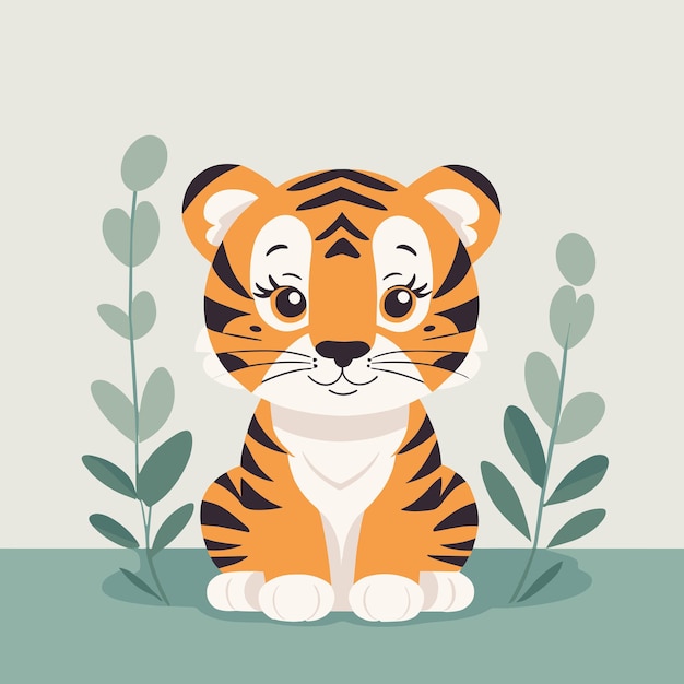 Tiger cartoon cute animal illustration