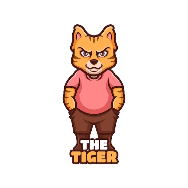 Дизайн логотипа талисмана мультфильма Тигр
