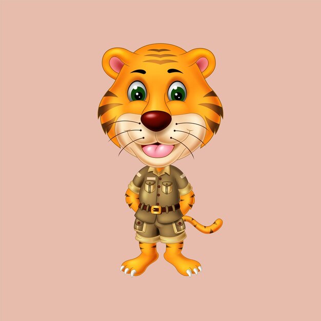 tiger cartoon posing vector isolated