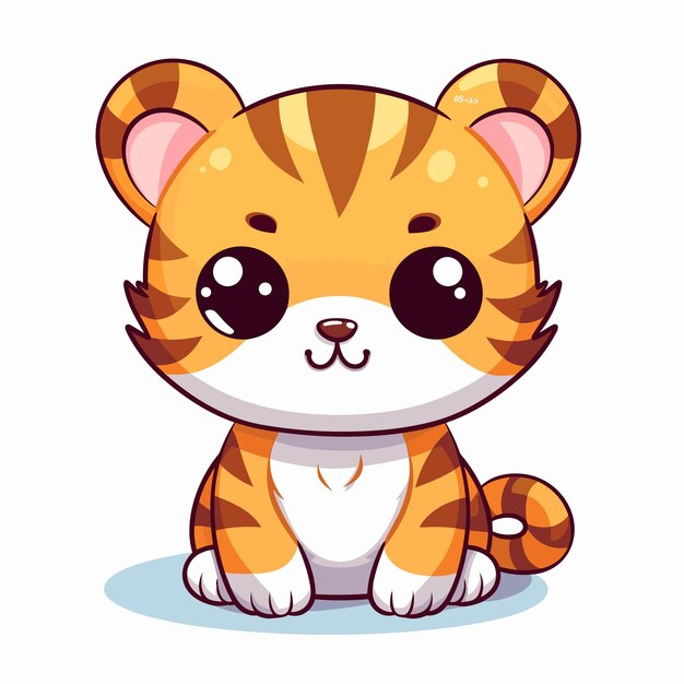 Vector tiger cartoon vector illustration safari animal isolated on white