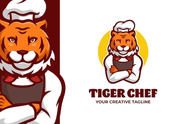 Tiger chef mascot character logo template