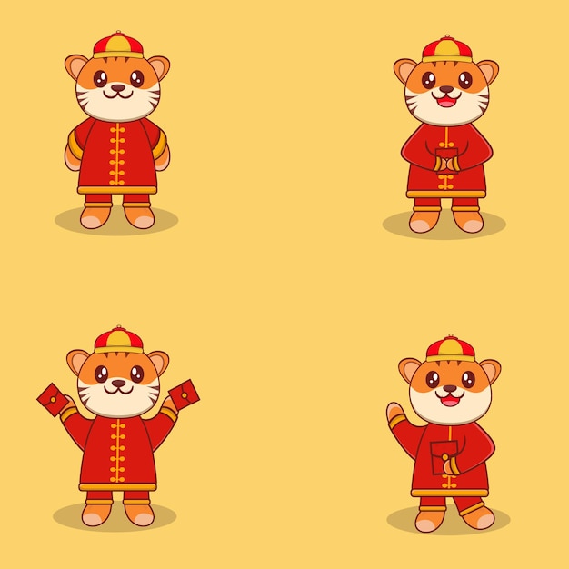 Tiger chinese new year cute with other expression