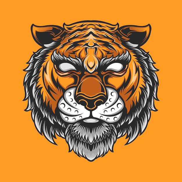 Vector tiger chubby isolated on orange background