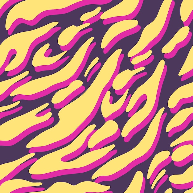 Тигр цвет животного печати вектор бесшовный узор в стиле каракулей рисованной