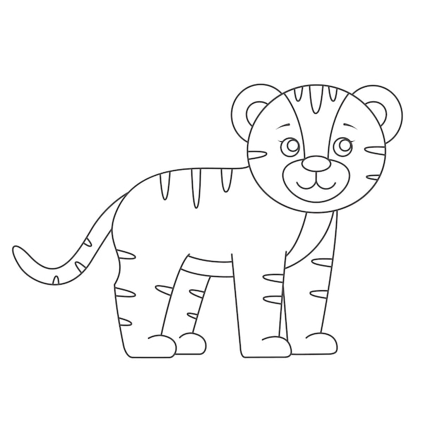 Tiger for coloring book.Isolated on white background.Line art design.Vector illustration