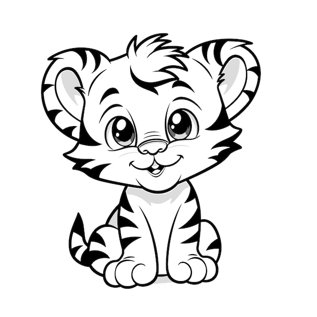 Premium Vector | Tiger coloring page childish design for kids coloring book