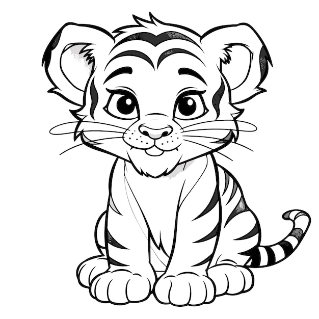 Vettore pagina da colorare tigre disegno infantile per bambini libro da colorare