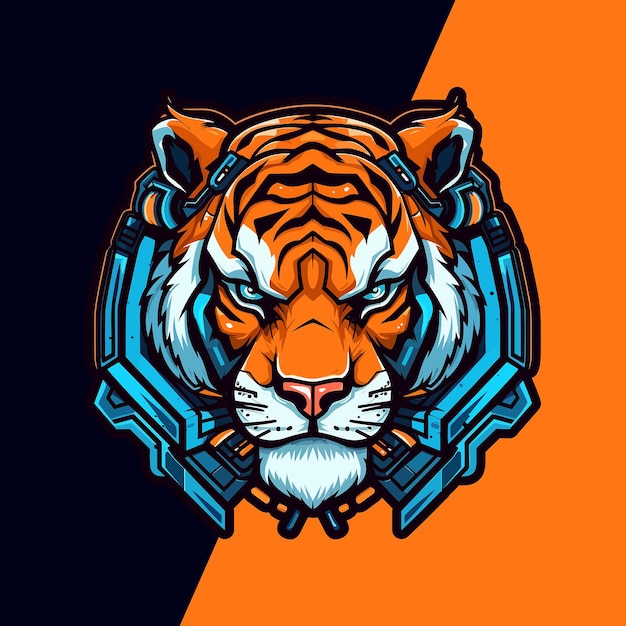 Vector tiger cyborg esport logo