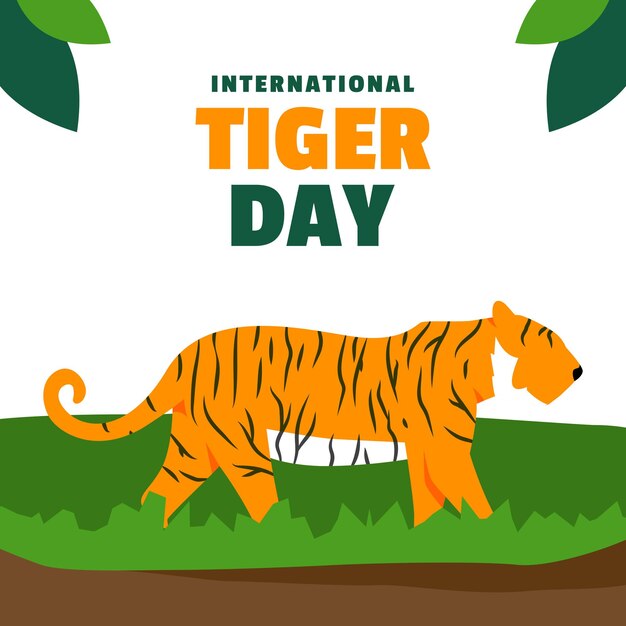 Vector tiger day flat illustration-evenement