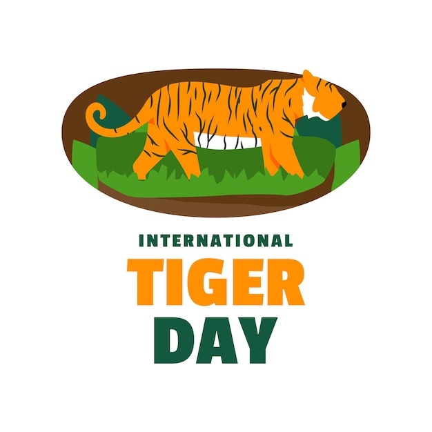 Vettore evento tiger day flat illustration