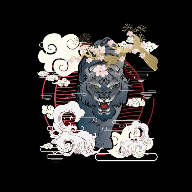 tiger design with japanese style background