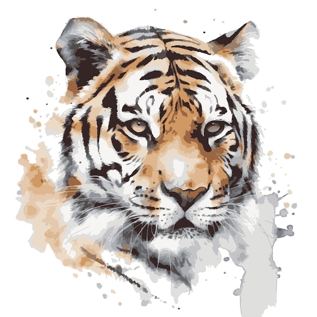 Vector tiger drawn with watercolor vector illustrator