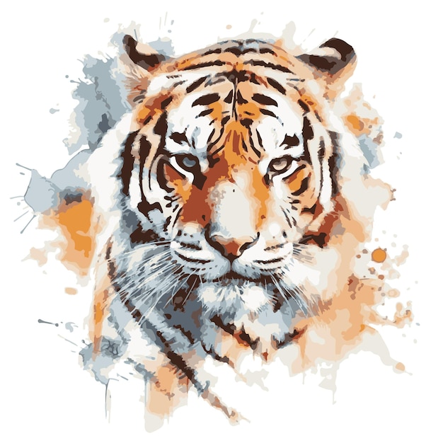 Tiger drawn with watercolor vector illustrator