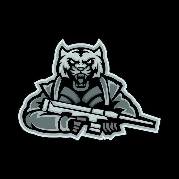 Design del logo del gioco tiger e sport