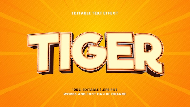 Tiger editable text effect in modern 3d style