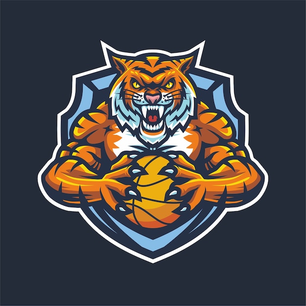 Tiger esport logo-mascotte voor basketbal