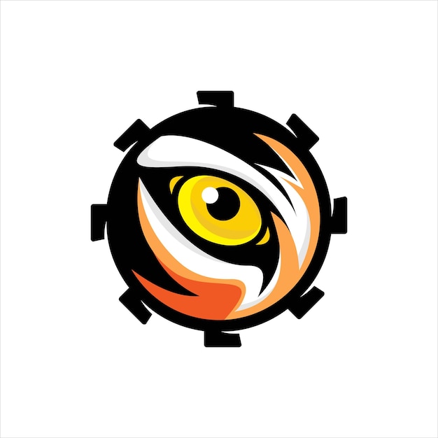 Tiger Eye en Gear logo ontwerpconcept.
