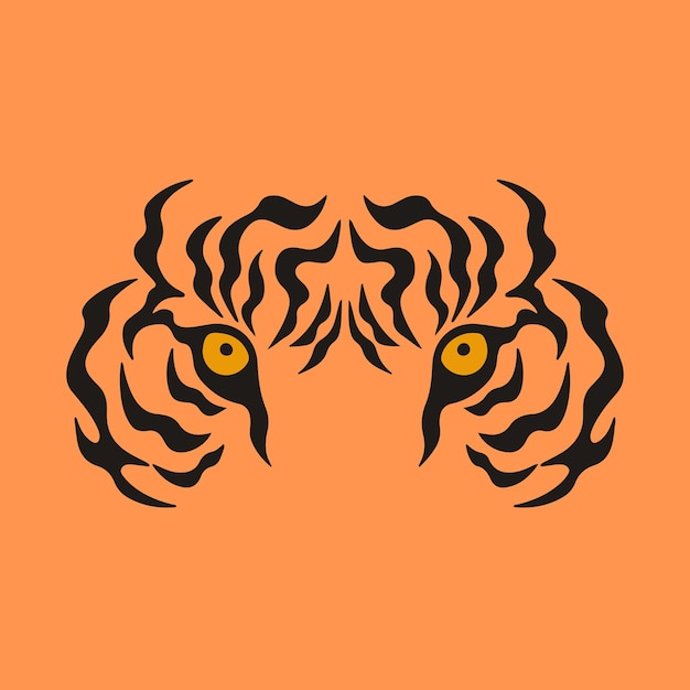 Символ тигровый глаз на оранжевом фоне животных татуировки дизайн трафарет плоский векторные иллюстрации
