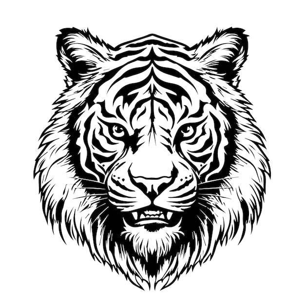 Vector tiger face black and white icon sticker logo vector art graphics design