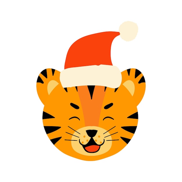 Tiger face head santa hat set