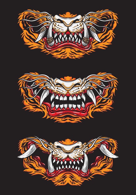 Tiger face mask vintage design