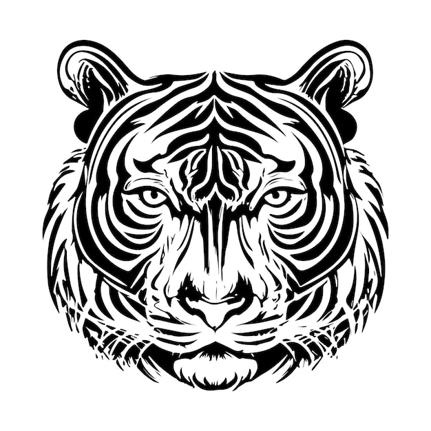 Premium Vector Tiger Face Silhouettes Vector Illustration