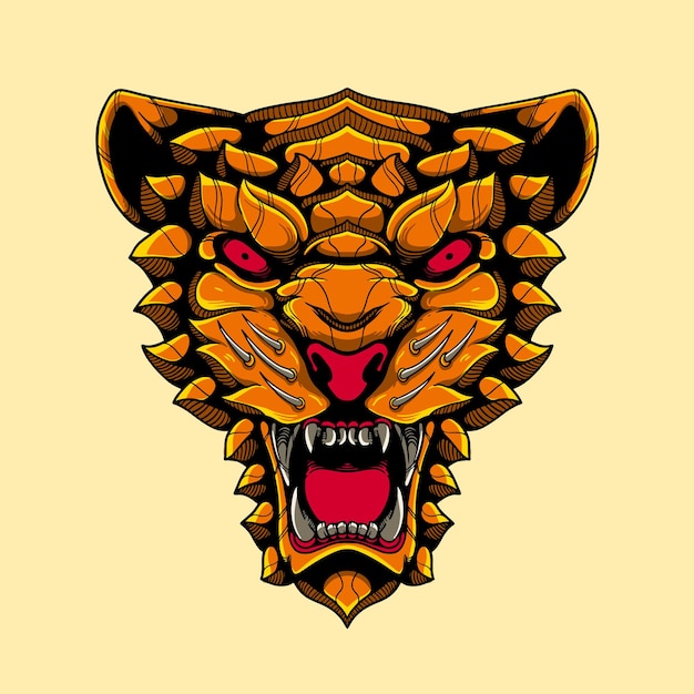 虎の顔の大ざっぱなアートワークの設計図