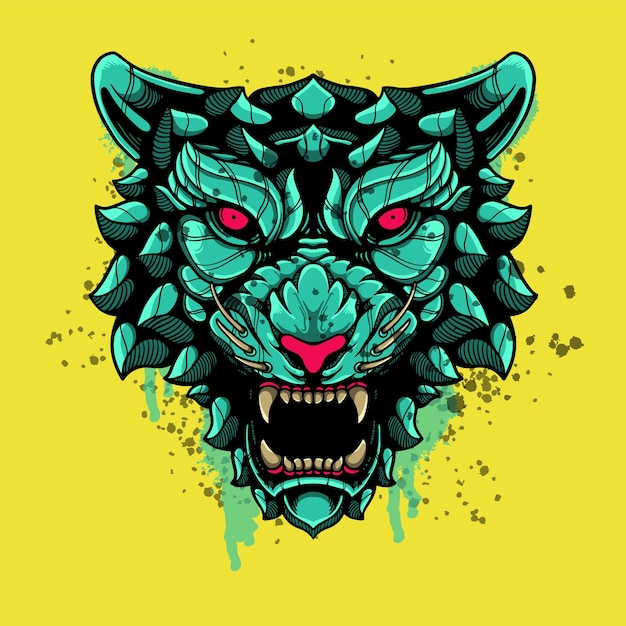 tiger face sketchy artwork design illustration