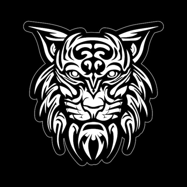 Tiger Face teken sticker zwart-wit voor afdrukken op aanvraag