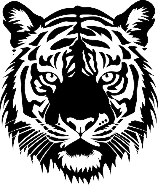 Vector tiger face vector silhouette illustration black color 3