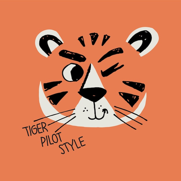 A tiger face with the words tiger pilot style on it.