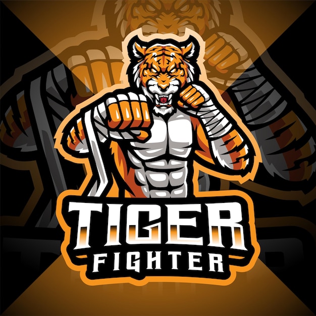 Tiger fighter esport mascot logo design